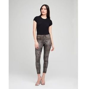 NWT L’agence Margot Skinny High Rise pants Croc Animal Print Foil Size 23 XXS